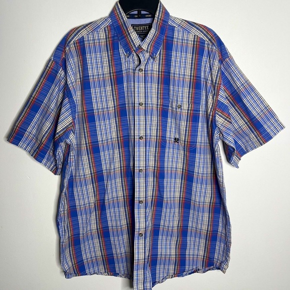 TwentyX Wrangler Button Down S/S Blue Plaid Western Rancher XL - Picture 1 of 14